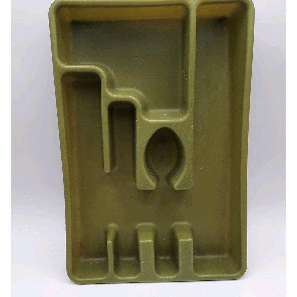 Vintage Rubbermaid Silverware Flatware Utensil Holder Tray 2921 Avocado Green